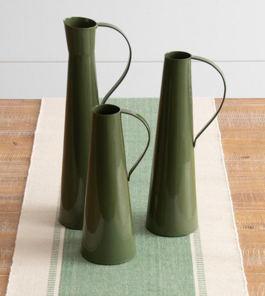 GREEN METAL PITCHERS