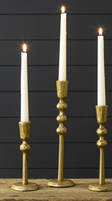 HAND FORGED GOLD IRON TAPER HOLDERS - ASSORTED