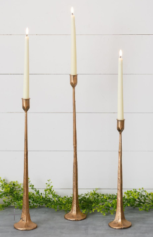 HAND FORGED METAL CANDLE HOLDERS  (COPPER) - SET OF 3