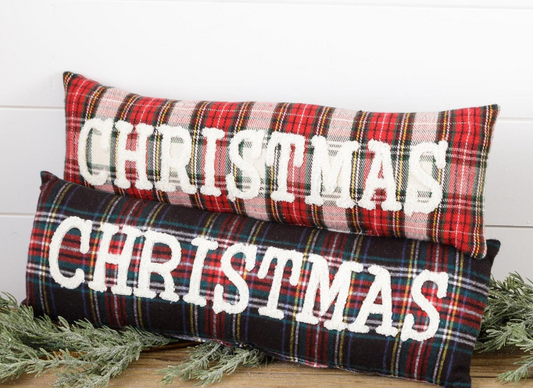 CHRISTMAS PLAID AND TARTAN LUMBAR PILLOWS - ASSORTED