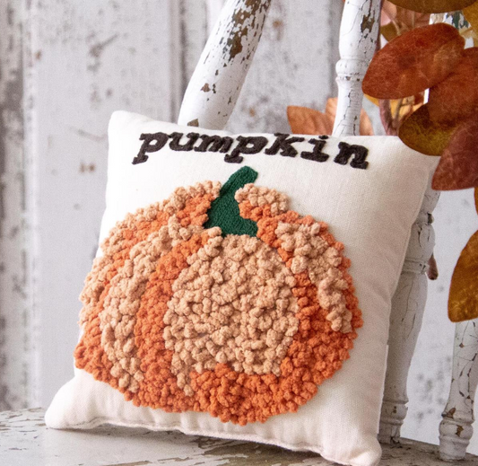 8" MINI HAND-HOOKED PUMPKIN PILLOW