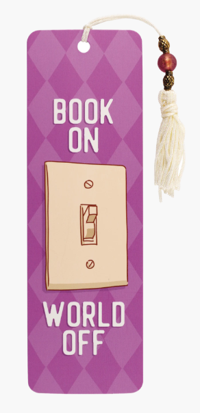 BOOK ON/WORLD OFF BEADED BOOKMARK