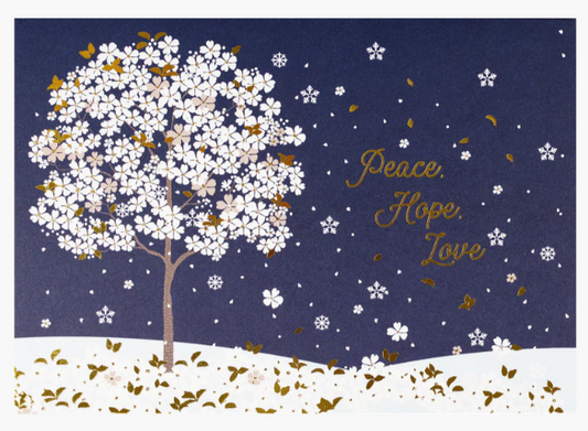 FALLING BLOSSOMS IN WINTER DELUXE BOXED HOLIDAY CARDS