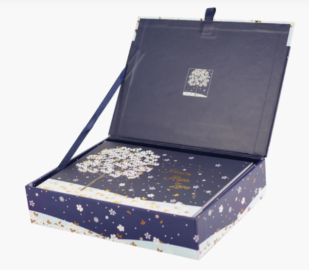 FALLING BLOSSOMS IN WINTER DELUXE BOXED HOLIDAY CARDS