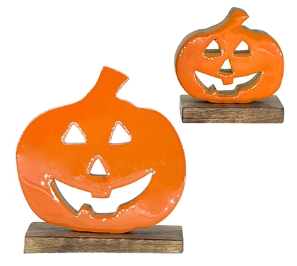 ORANGE ENAMELED JACK O'LANTERN - SET OF 2
