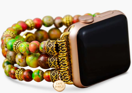 CAPE DIABLO CONIFER JASPER STRETCH APPLE WATCH STRAP