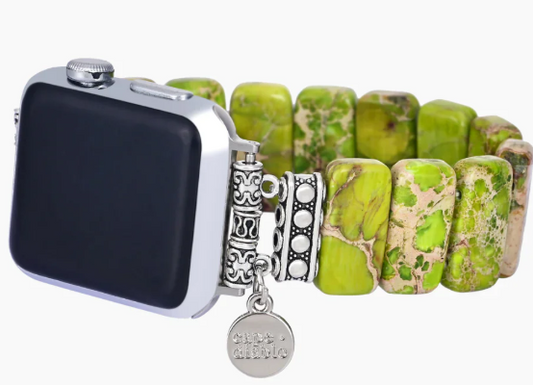CAPE DIABLO LIME TIBETAN JASPER STRETCH APPLE WATCH STRAP
