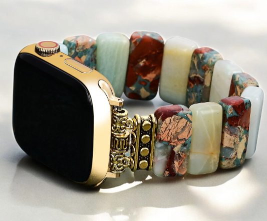 CAPE DIABLO EARTH AMAZONITE STRETCH APPLE WATCH STRAP