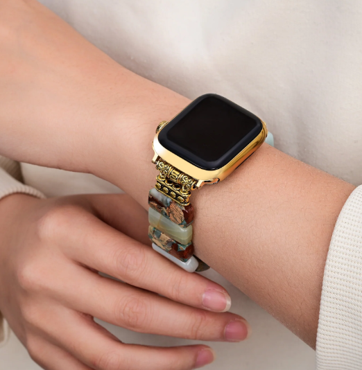CAPE DIABLO EARTH AMAZONITE STRETCH APPLE WATCH STRAP