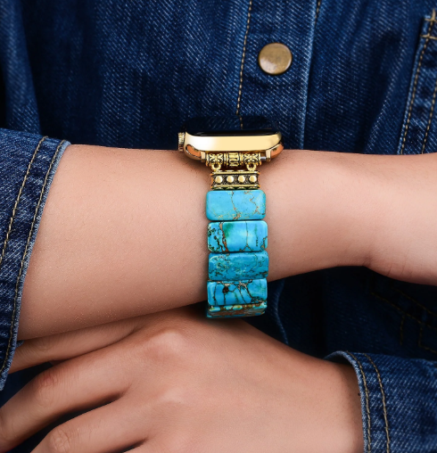 CAPE DIABLO TURQUOISE TIBETAN JASPER STRETCH APPLE WATCH STRAP