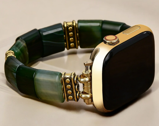 CAPE DIABLO EVERGREEN SERENITY AGATE STRETCH APPLE WATCH STRAP