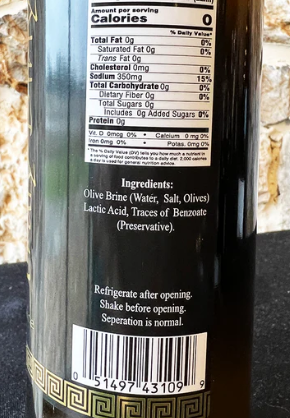 TRULY GREEK PREMIUM OLIVE JUICE (PERFECT FOR DIRTY MARTINIS & COCKTAILS)