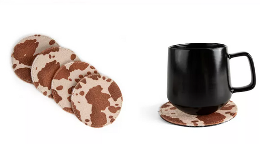 FAUX COWHIDE COASTERS - SET OF 4
