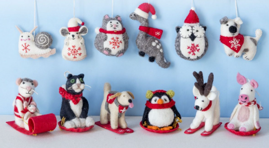 DZi FELTED HOLIDAY ORNAMENTS - ASSORTED