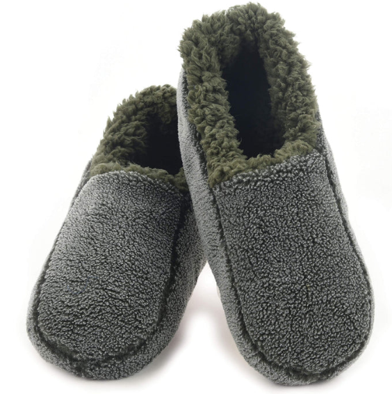 SNOOZIES! TWO TONE FLEECE LINED MEN'S SLIPPERS - ASSORTED