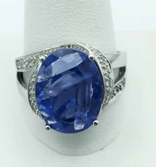 STERLING SILVER SYNTHETIC TANSANITE (12x16MM)