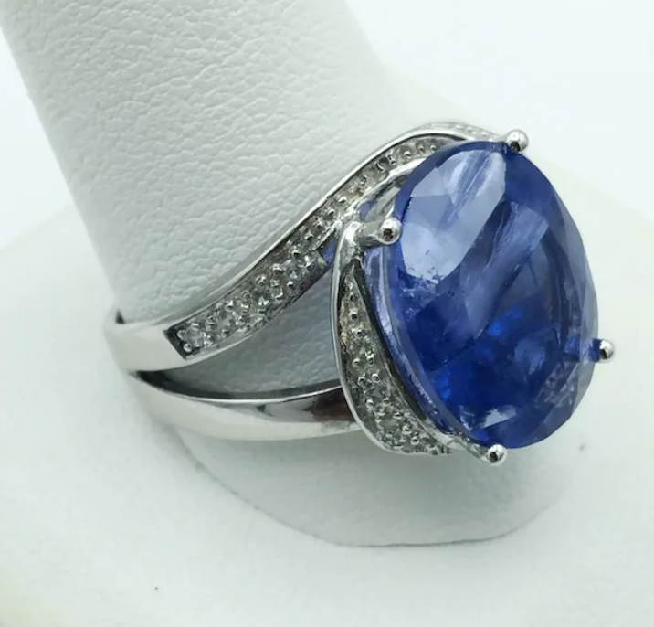 STERLING SILVER SYNTHETIC TANSANITE (12x16MM)