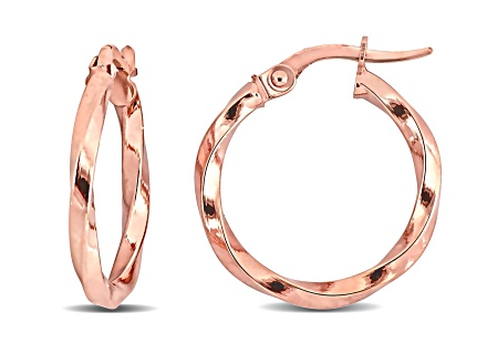 19MM 10k ROSE GOLD TWISTED HOOP EARRINGS