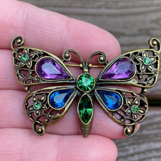 VINTAGE RHINESTONE BUTTERFLY BROOCH
