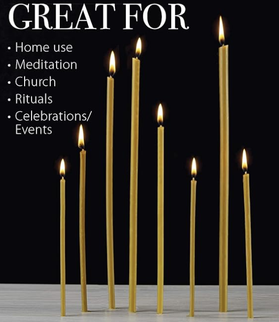 HONEY SCENTED PURE BEESWAX CANDLES - DRIP FREE & SMOKELESS 6.3" x .2"