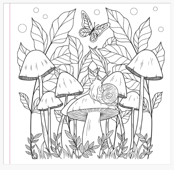 MUSHROOMS ADULT COLORING BOOK