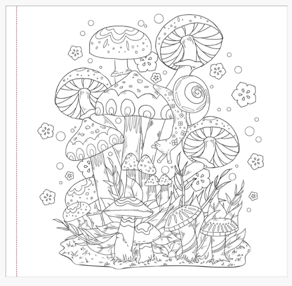 MUSHROOMS ADULT COLORING BOOK
