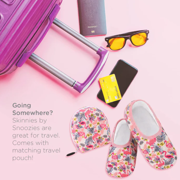 SNOOZIES! WOMEN'S SKINNIES WITH TRAVEL POUCH SLIPPERS