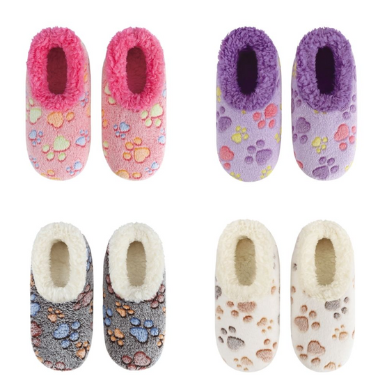 SNOOZIES! KIDS PET LOVERS PAW PRINTS SLIPPERS