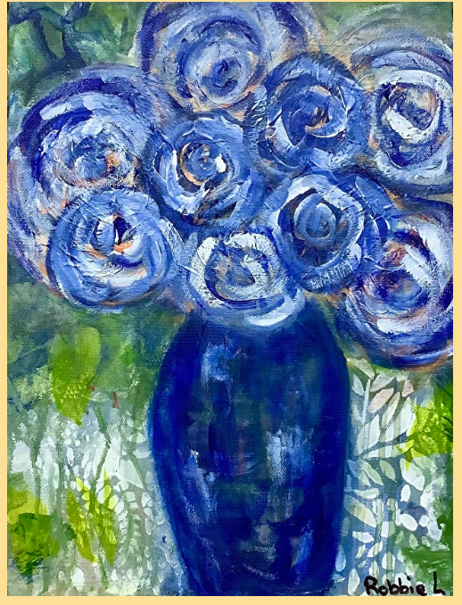ORIGINAL ARTWORK BY ROBBIE LASKY - MOODY BLOOMS 16"x12"x1.5" Acrylic on Canvas