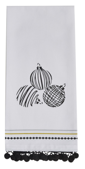 TIDINGS TINSEL ORNAMENTS KITCHEN TOWEL