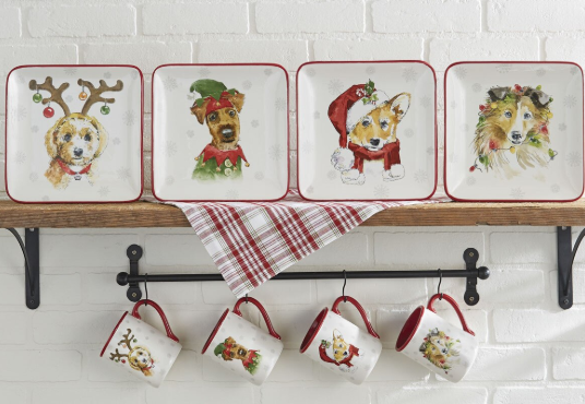 HOLIDAY PAWS DESSERT PLATE - SET OF 4