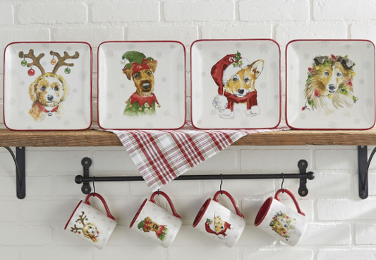 HOLIDAY PAWS DESSERT PLATE - SET OF 4
