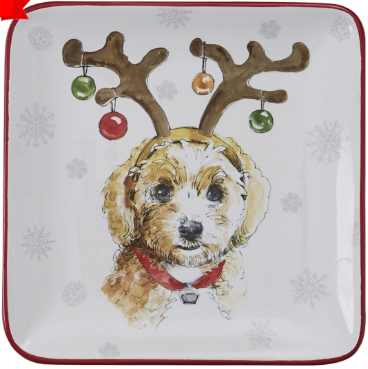 HOLIDAY PAWS DESSERT PLATE - SET OF 4