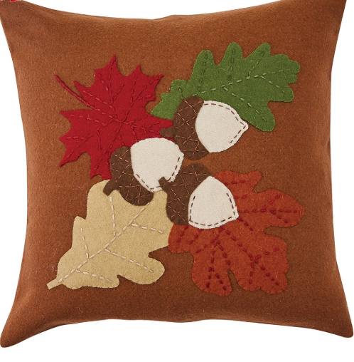 16" FELT LEAVES PILLOW WITH DOWN INSERT