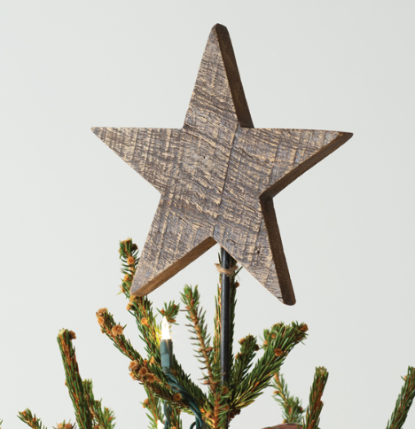 WOODEN CHRISTMAS STAR TREE TOPPER