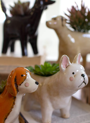 CERAMIC DOG PLANTERS - ASSORTED