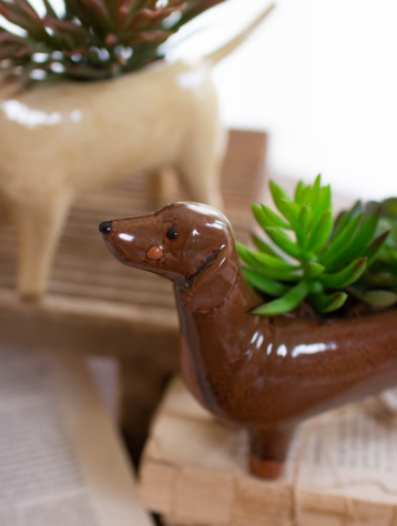 CERAMIC DOG PLANTERS - ASSORTED