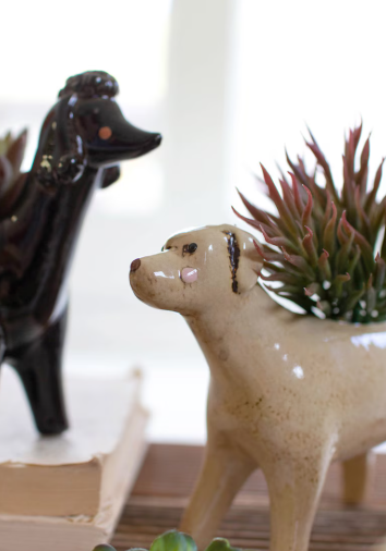 CERAMIC DOG PLANTERS - ASSORTED