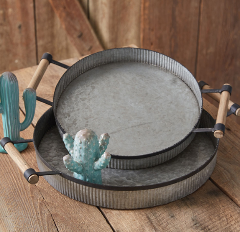 CORRUGATED ROUND METAL TRAY - ASSORTED