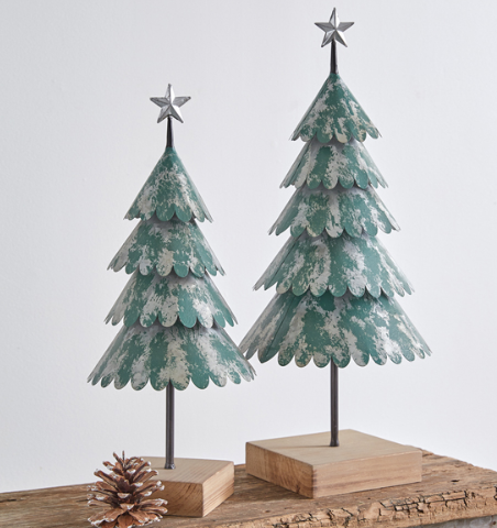 SET OF TWO EVERGREEN TREES