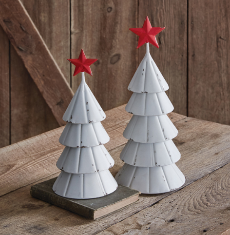 SET OF TWO FARMSTEAD CHRISTMAS TREES