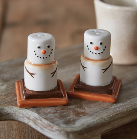 SMORES SNOWMEN SALT & PEPPER SHAKERS