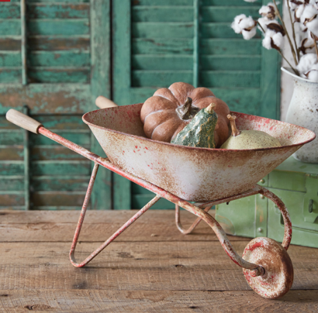 RUSTY HARVEST WHEELBARROW