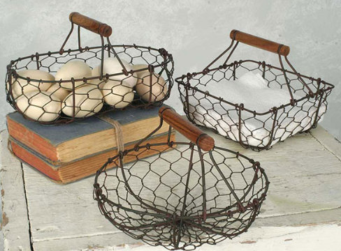 CHICKEN WIRE BASKETS - ASSORTED