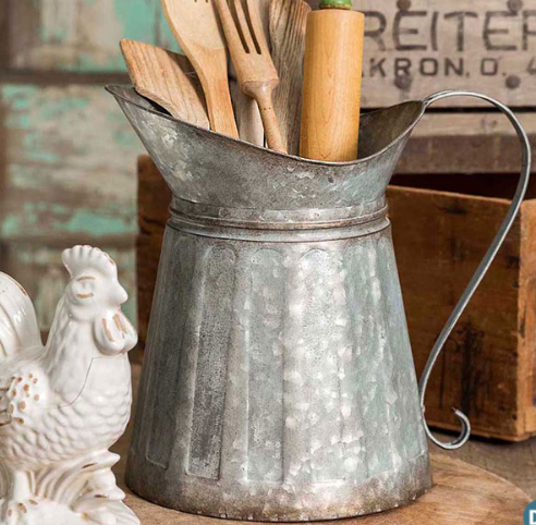 GALVANIZED METAL MILK PITCHER