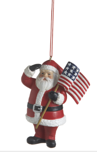 PATRIOTIC SANTA ORNAMENT