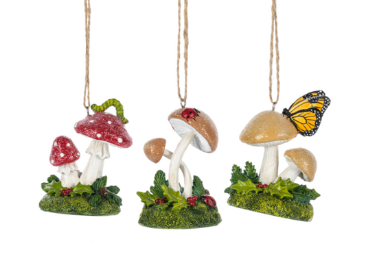 MUSHROOM ORNAMENTS - ASSORTED