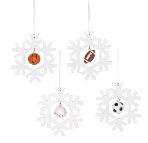 SNOWFLAKE SPORT ORNAMENTS - ASSORTED