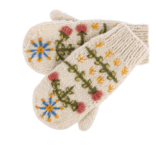 EMBROIDERED SPRUCE MITTENS - ASSORTED