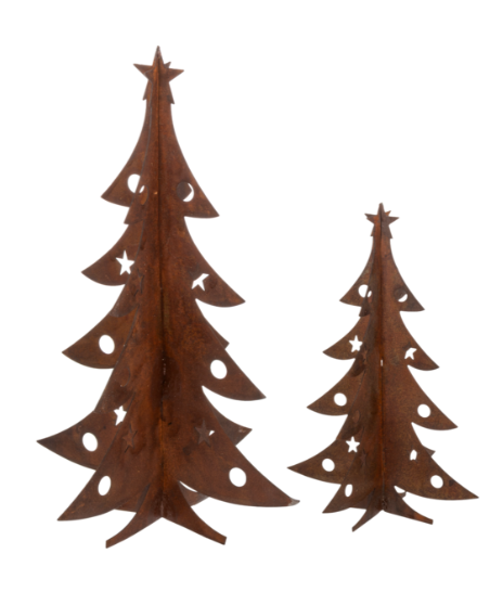 RUSTIC METAL PINE TREE - SET OF 2